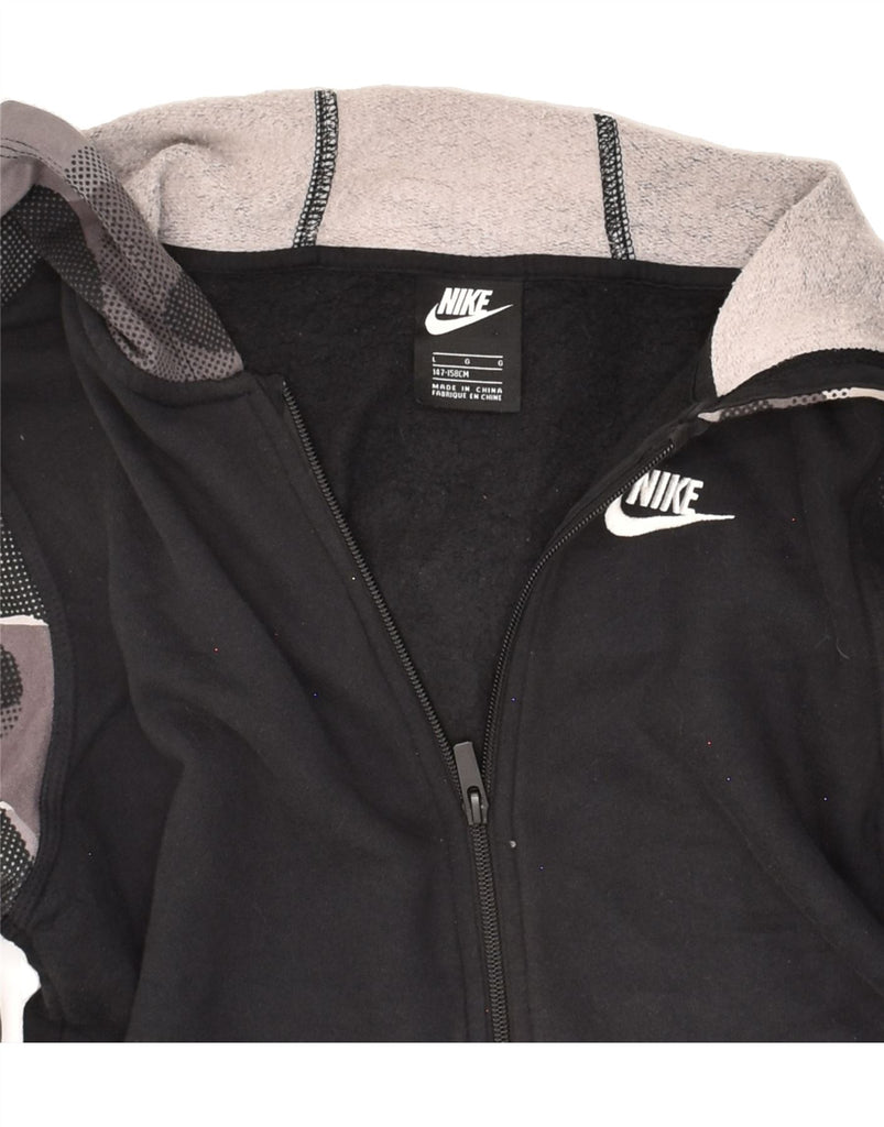 NIKE Boys Zip Hoodie Sweater 12-13 Years Large Black Camouflage Vintage Nike and Second-Hand Nike from Messina Hembry 