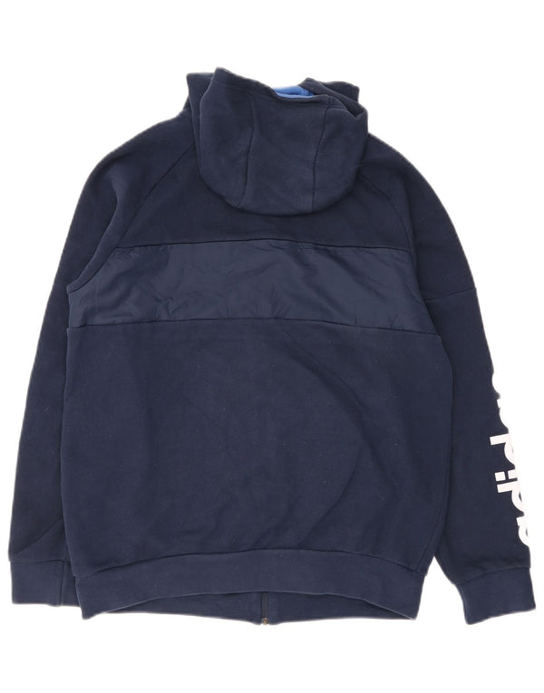 Adidas Boys Graphic Zip Hoodie Sweater 14-15 Years Navy Blue Colourblock