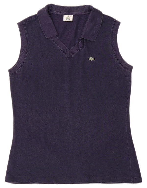 Lacoste Womens Sleeveless Polo Shirt Size 40 Medium Navy Blue Cotton
