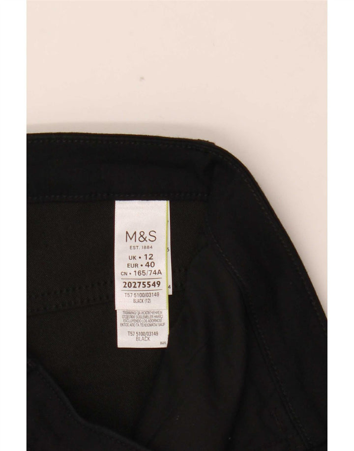 Marks & Spencer Womens Cropped Trousers UK 12 Medium W30 L21 Black Cotton