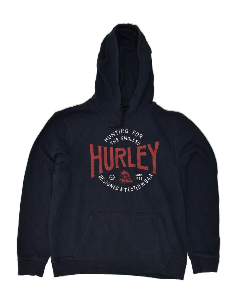 HURLEY Mens Graphic Hoodie Jumper Large Navy Blue Cotton | Vintage Hurley | Thrift | Second-Hand Hurley | Used Clothing | Messina Hembry 