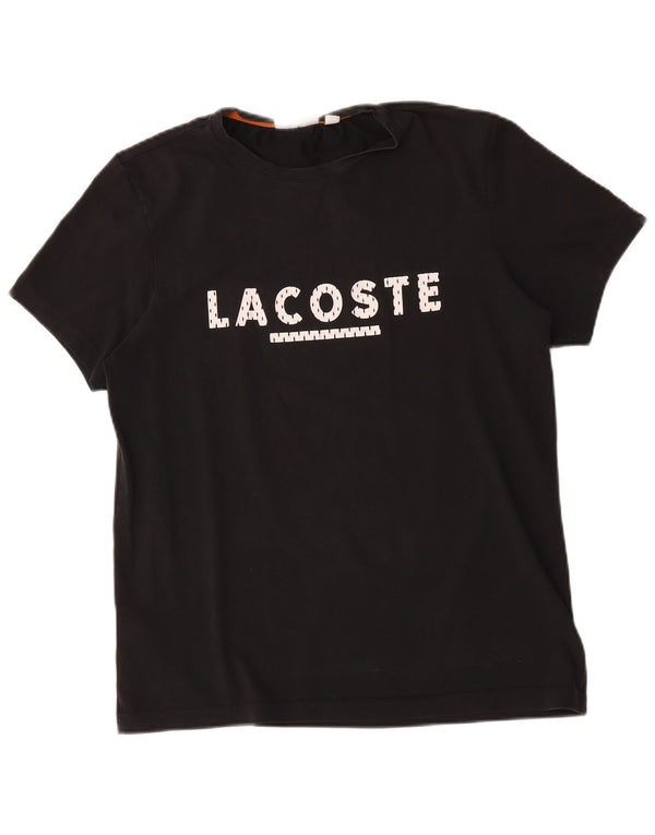 Lacoste Mens Graphic T-Shirt Top Size 3 Small Black Cotton