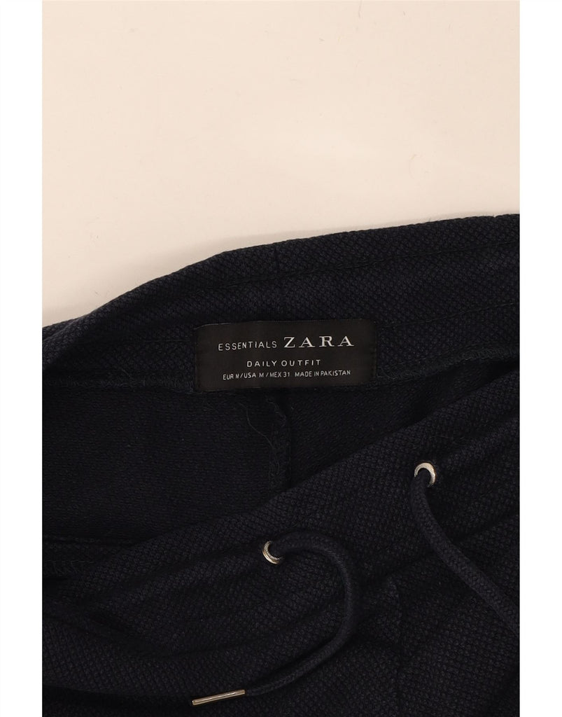 ZARA Womens Tracksuit Trousers Joggers UK 14 Medium  Navy Blue Cotton Vintage Zara and Second-Hand Zara from Messina Hembry 