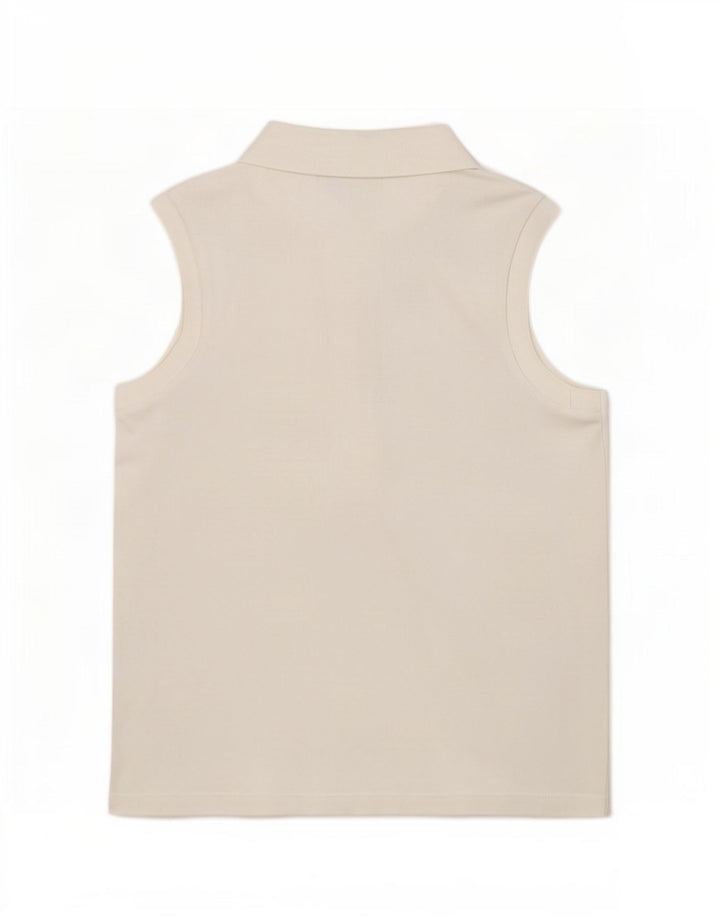 Lacoste Womens Sleeveless Slim Fit Polo Shirt EU 36 Small White