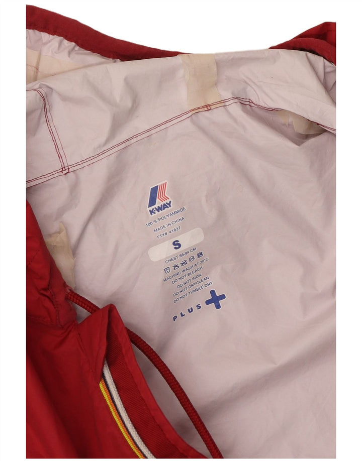 K-Way Mens Hooded Rain Jacket UK 10 Small Red Polyamide