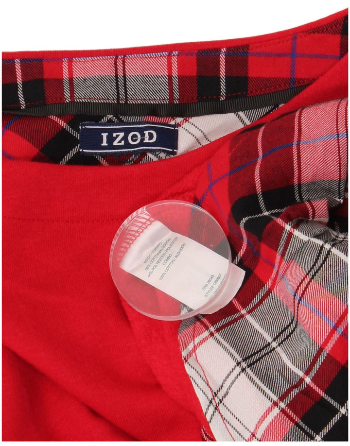 Izod Womens Top Long Sleeve UK 14 Large Red Plaid Cotton