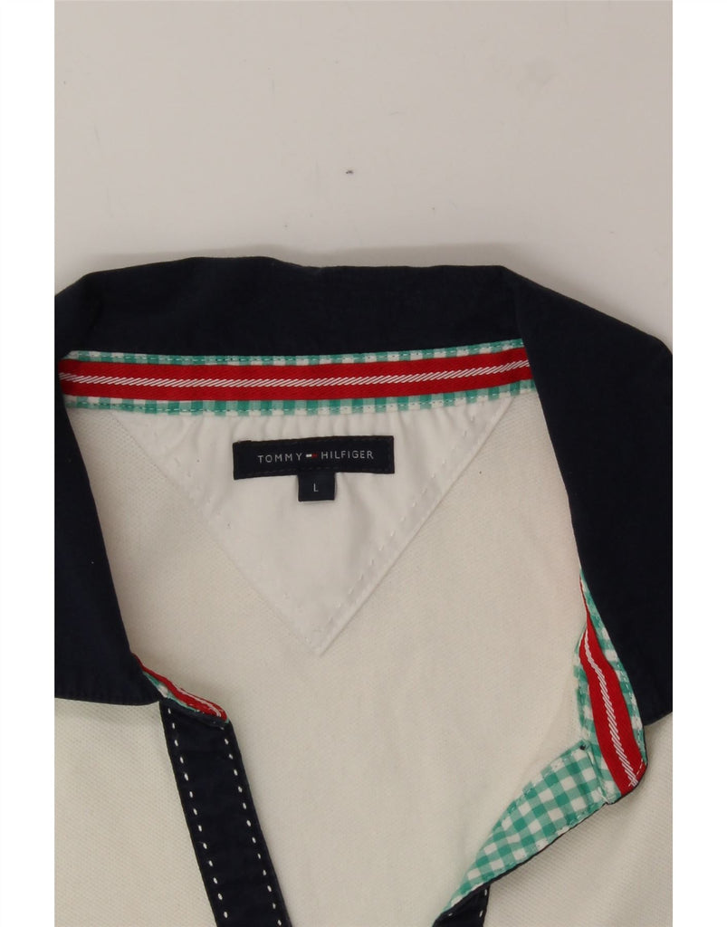 TOMMY HILFIGER Womens Polo Shirt UK 14 Large White Cotton Vintage Tommy Hilfiger and Second-Hand Tommy Hilfiger from Messina Hembry 