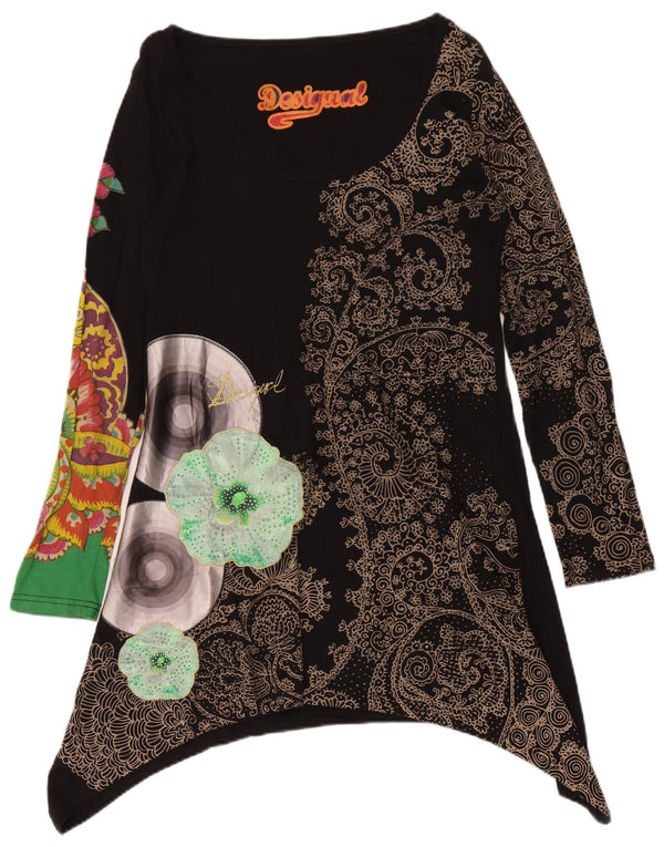 Desigual Womens Graphic Asymmetric Tunic Dress UK 14 Large Black Paisley