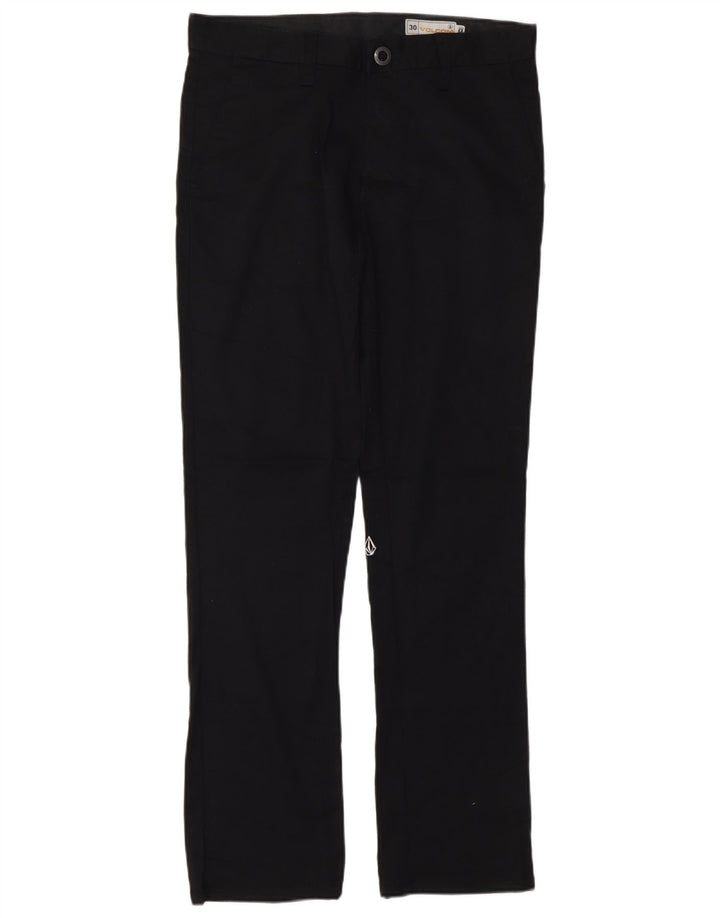 VOLCOM Mens Straight Chino Trousers W30 L30 Black Cotton