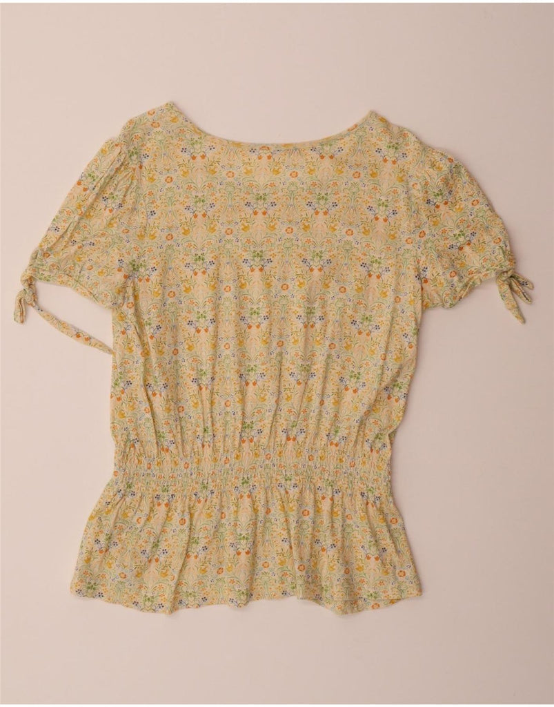 FAT FACE Womens Oversized Blouse Top UK 12 Medium  Beige Floral Vintage Fat Face and Second-Hand Fat Face from Messina Hembry 
