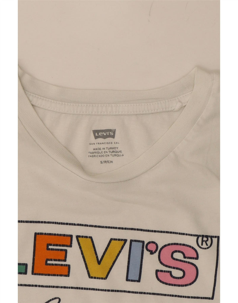 LEVI'S Womens Graphic T-Shirt Top UK 10 Small White Cotton Vintage Levi's and Second-Hand Levi's from Messina Hembry 