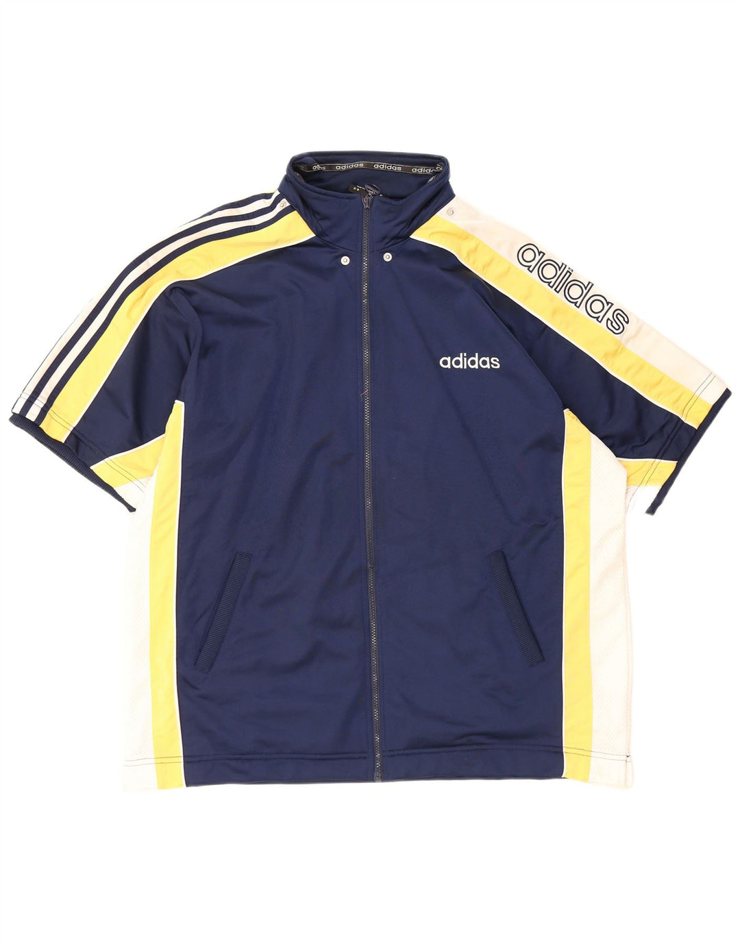 ADIDAS Mens Graphic Tracksuit Top Jacket XL Navy Blue Colourblock
