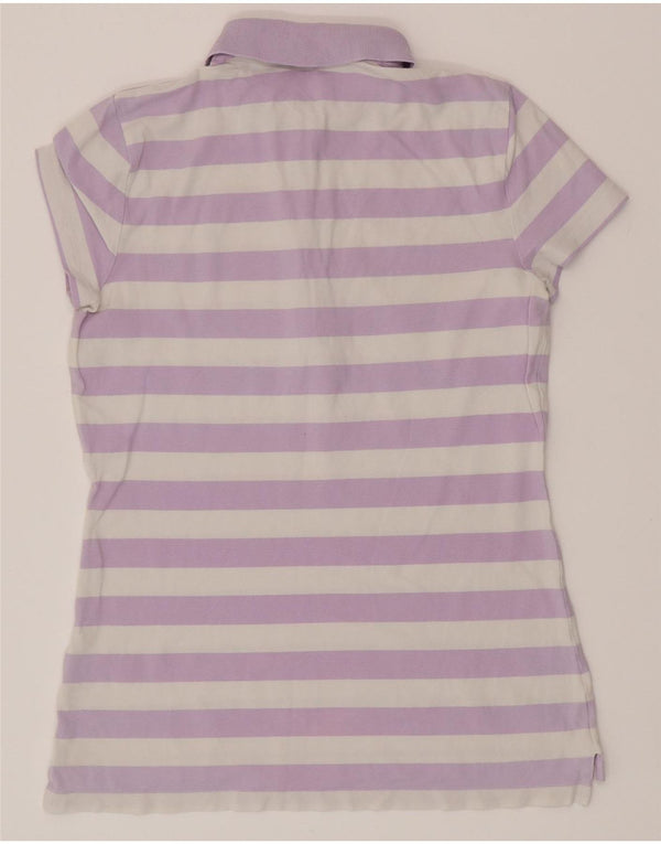 TOMMY HILFIGER Womens Polo Shirt UK 12 Medium Purple Striped
