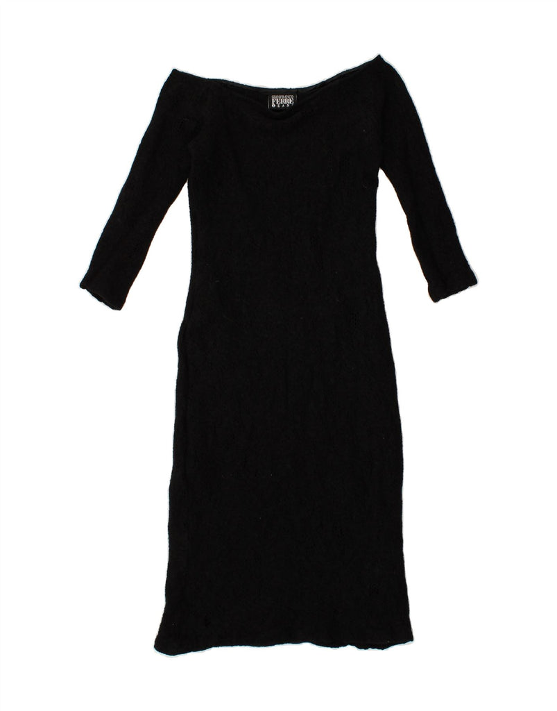 GIANFRANCO FERRE Womens 3/4 Sleeve Off Shoulder Dress UK 6 XS Black | Vintage Gianfranco Ferre | Thrift | Second-Hand Gianfranco Ferre | Used Clothing | Messina Hembry 