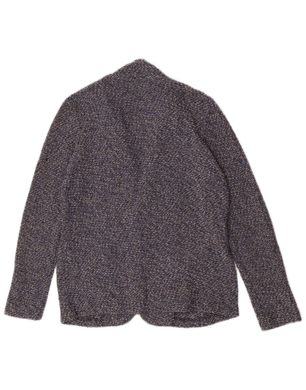 Zara Boys Knit 2 Button Blazer Jacket 13-14 Years Blue Flecked Cotton