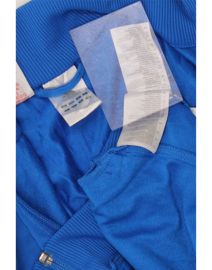 ADIDAS Boys Tracksuit Top Jacket 15-16 Years Blue Colourblock Polyester