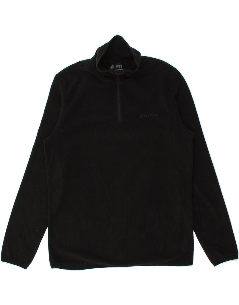 LOTTO Mens Zip Neck Fleece Jumper Small Black | Vintage Lotto | Thrift | Second-Hand Lotto | Used Clothing | Messina Hembry 