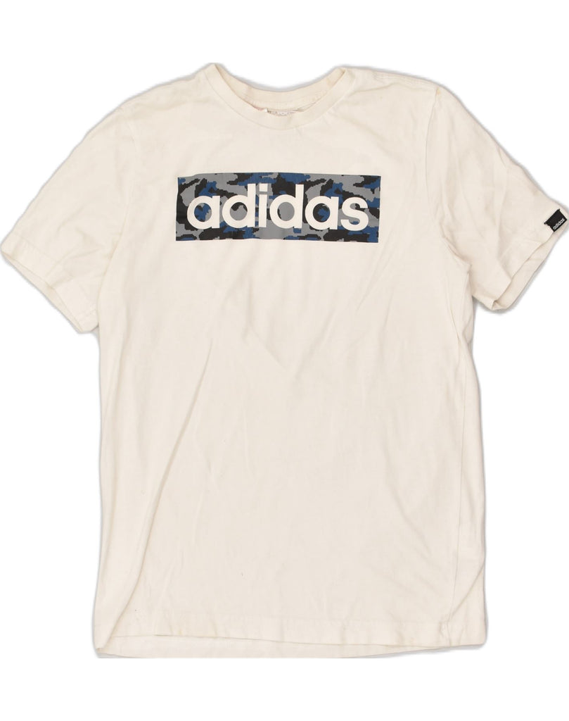 ADIDAS Boys Graphic T-Shirt Top 13-14 Years White Cotton | Vintage Adidas | Thrift | Second-Hand Adidas | Used Clothing | Messina Hembry 