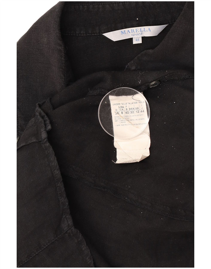 Marella Womens Shirt UK 12 Medium Black Linen