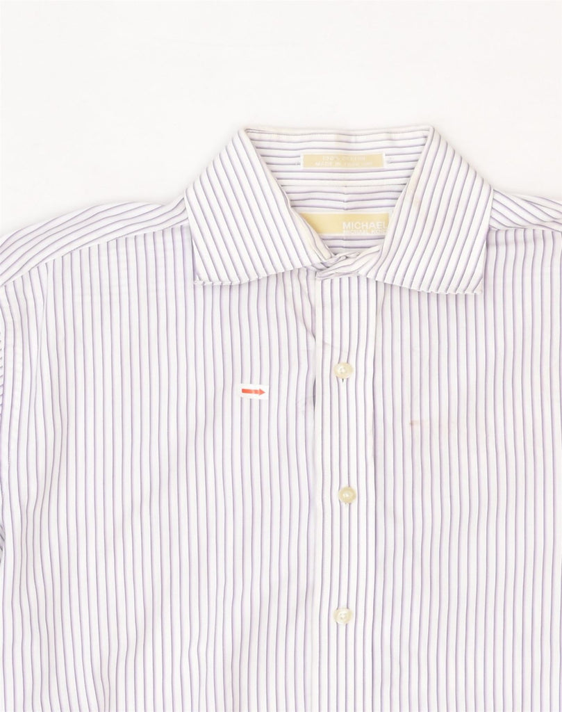 MICHAEL KORS Mens Shirt Size 15  Medium White Pinstripe Cotton | Vintage Michael Kors | Thrift | Second-Hand Michael Kors | Used Clothing | Messina Hembry 