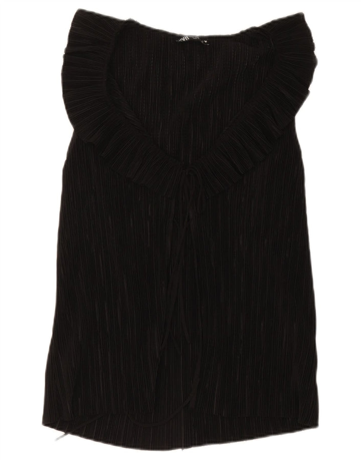 Zara Womens Sleeveless Blouse Top UK 12 Medium Black Polyester