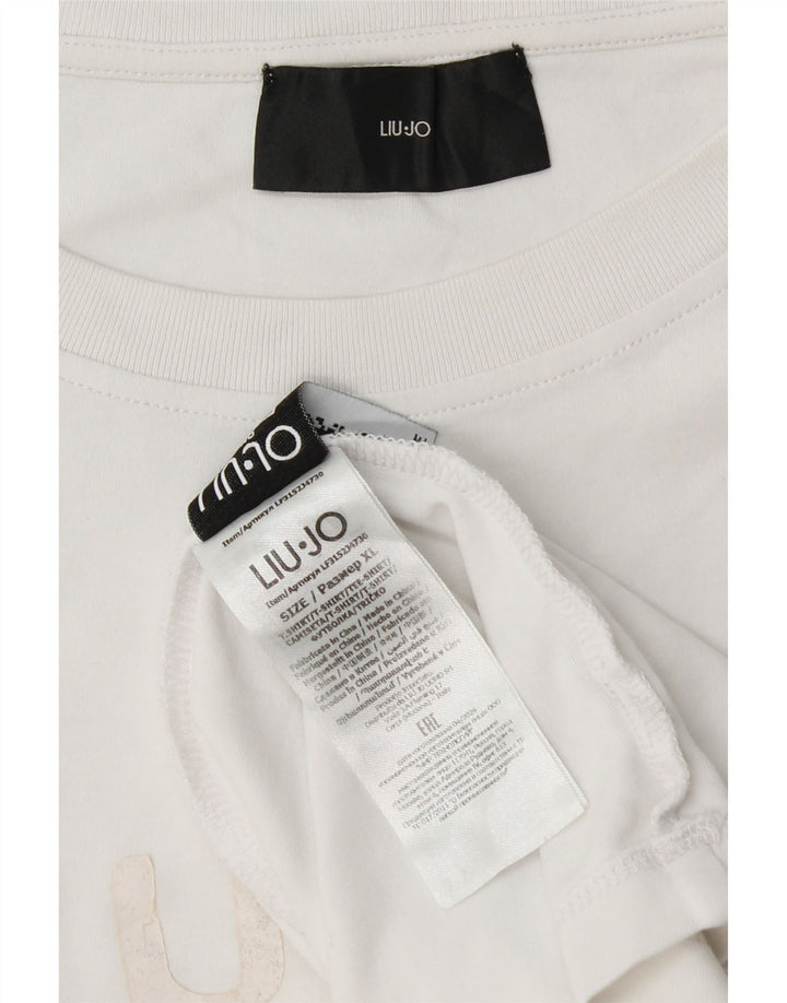 LIU JO Mens Graphic T-Shirt Top XL White Cotton