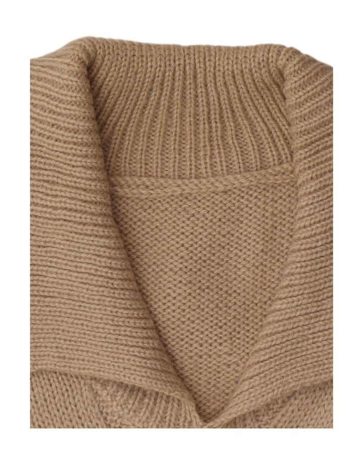 Vintage Womens Polo Neck Jumper Sweater UK 14 Medium Beige