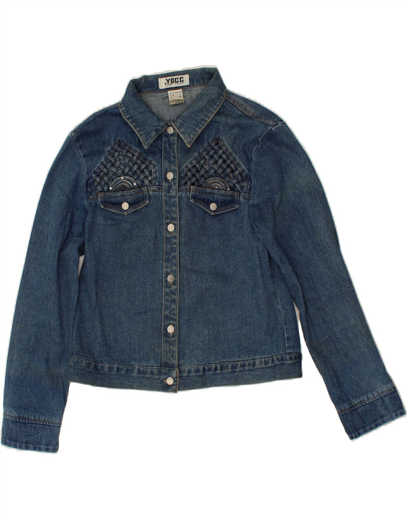 VINTAGE Womens Denim Jacket UK 12 Medium Blue Cotton Vintage Vintage and Second-Hand Vintage from Messina Hembry 