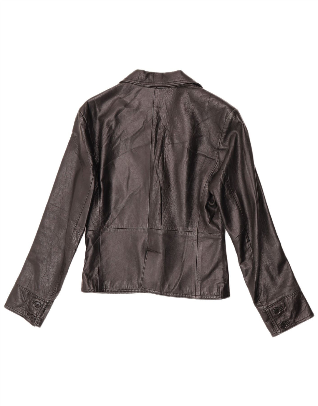 VINTAGE Womens 2 Button Leather Blazer Jacket IT 44 Medium Black Leather