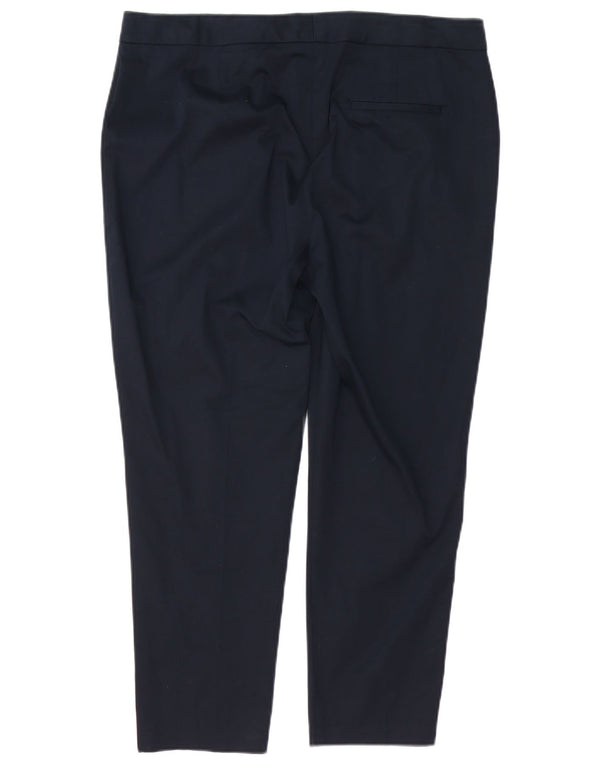 MARKS & SPENCER Womens Slim Casual Trousers UK 16 Large W36 L26 Navy Blue