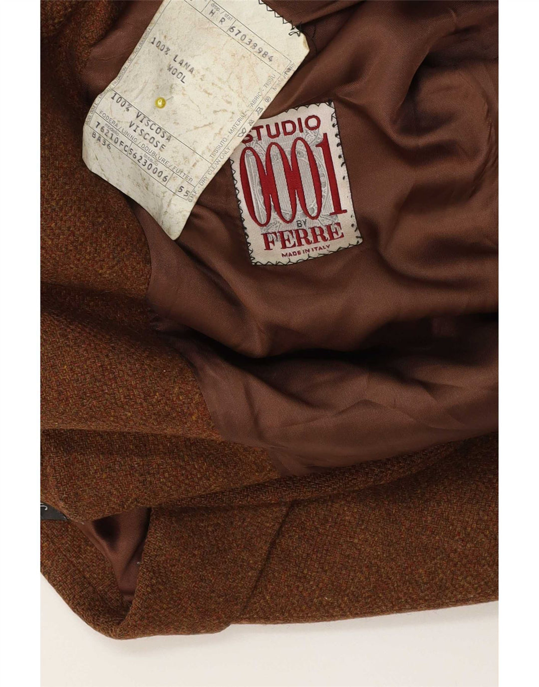 Ferre Mens 2 Button Blazer Jacket IT 50 Large Brown Flecked Wool
