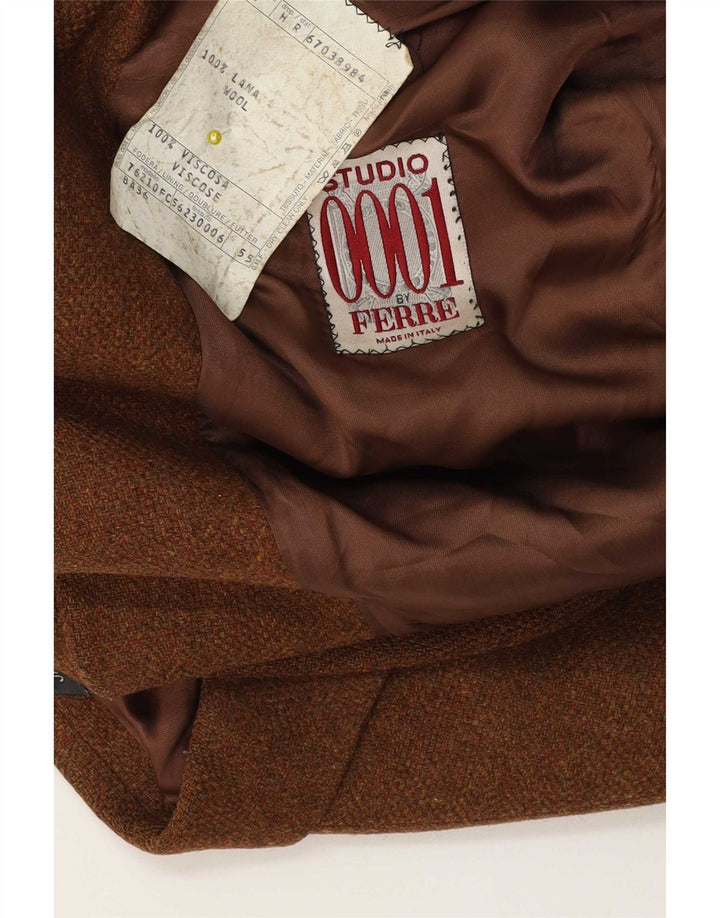 Ferre Mens 2 Button Blazer Jacket IT 50 Large Brown Flecked Wool
