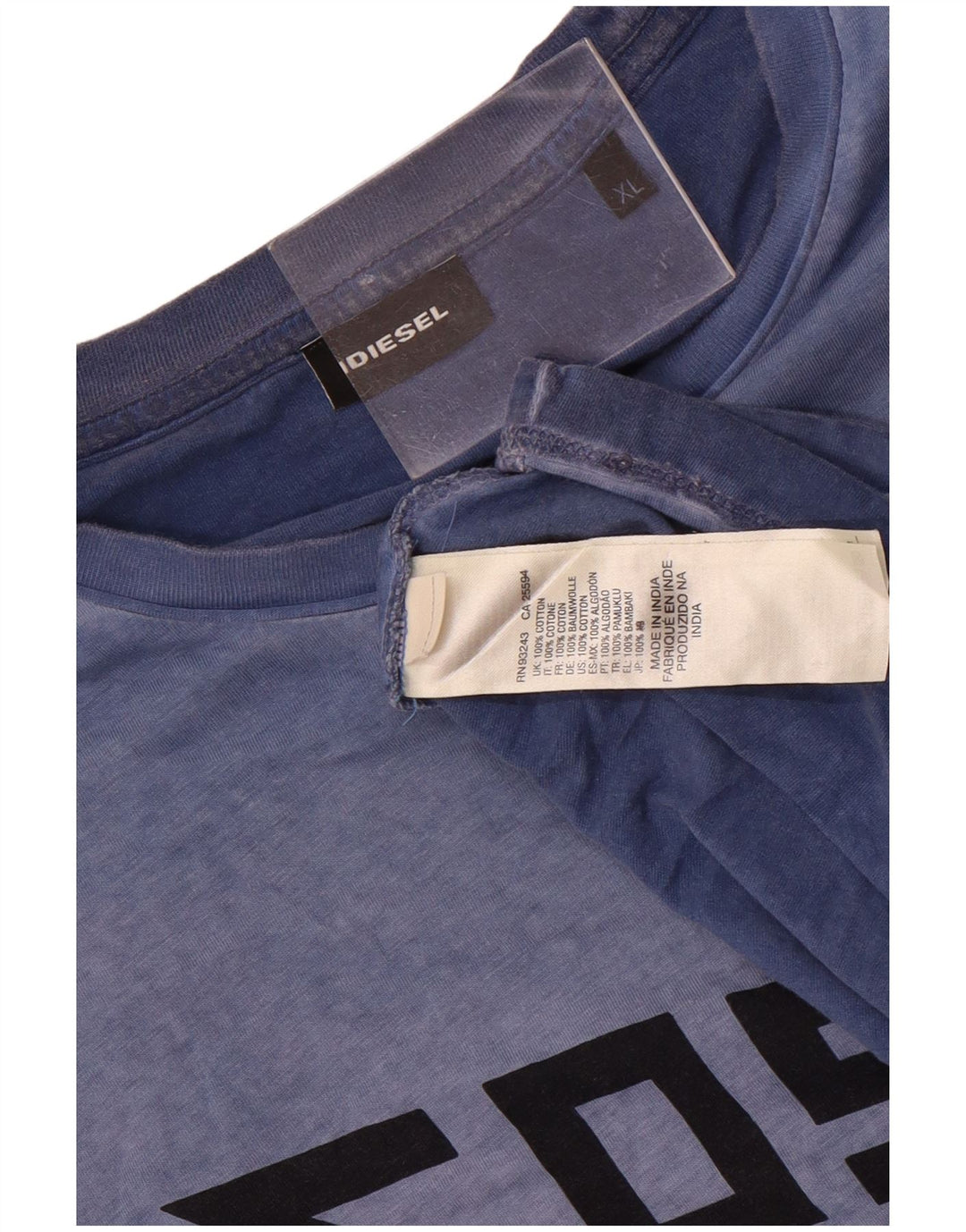 Diesel Mens Graphic T-Shirt Top XL Blue Cotton