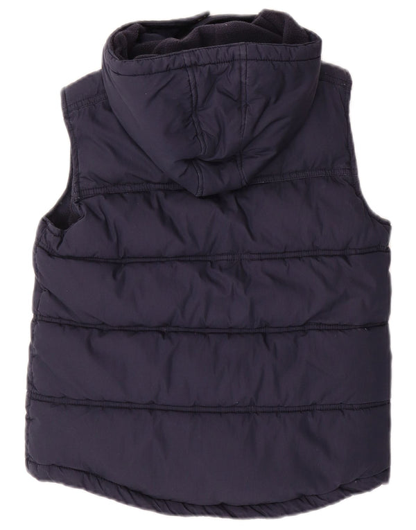 FAT FACE Boys Hooded Padded Gilet 7-8 Years Navy Blue Cotton