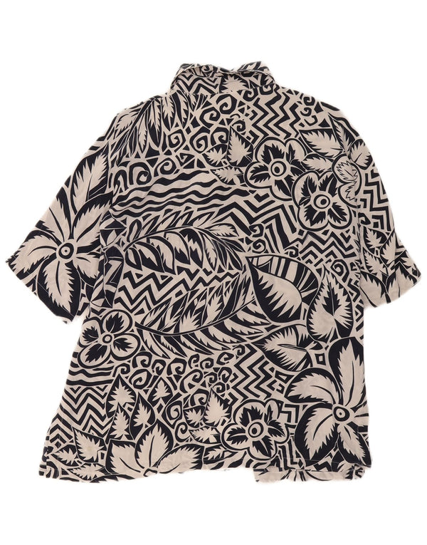Max Mara Womens Short Sleeve Shirt Blouse UK 16 Large Navy Blue Floral