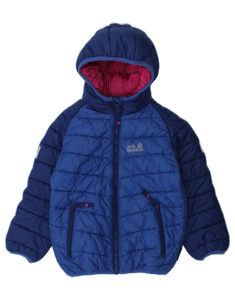 JACK WOLFSKIN Girls Hooded Padded Jacket 5-6 Years Blue Polyester | Vintage Jack Wolfskin | Thrift | Second-Hand Jack Wolfskin | Used Clothing | Messina Hembry 