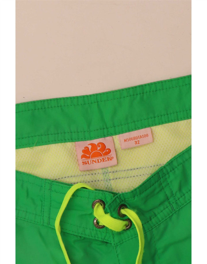 Sundek Mens Swimming Shorts Medium  Green Colourblock Nylon