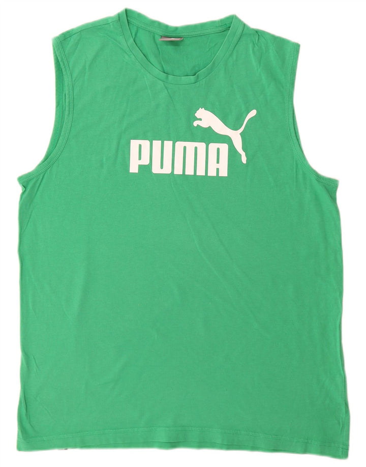 Puma Mens Graphic Vest Top Large Green Cotton