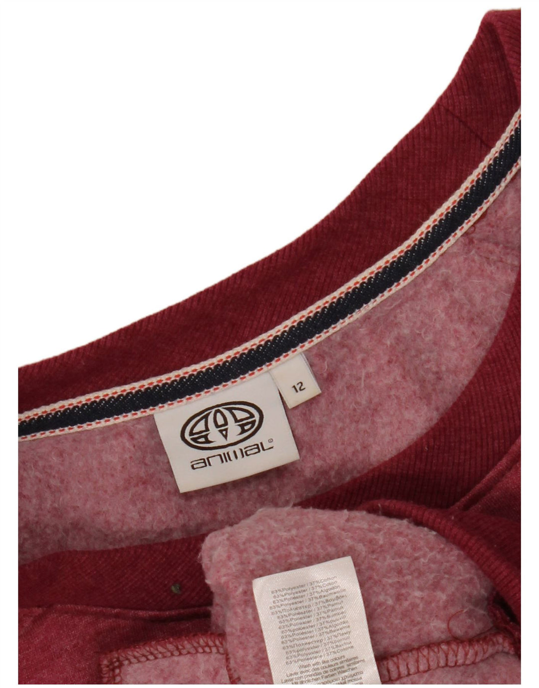 ANIMAL Womens Graphic Sweatshirt Jumper UK 12 Medium Burgundy Polyester