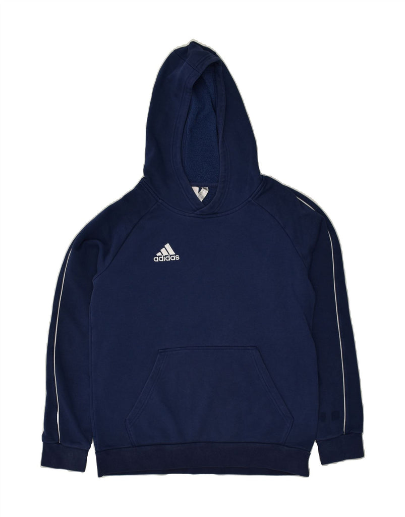 ADIDAS Boys Hoodie Jumper 13-14 Years Navy Blue Cotton | Vintage Adidas | Thrift | Second-Hand Adidas | Used Clothing | Messina Hembry 