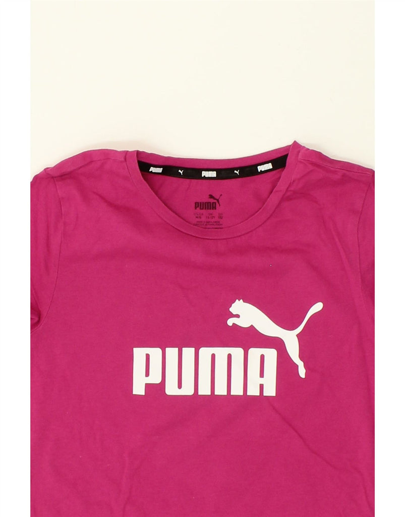 PUMA Girls Graphic T-Shirt Top 11-12 Years Pink Cotton | Vintage Puma | Thrift | Second-Hand Puma | Used Clothing | Messina Hembry 