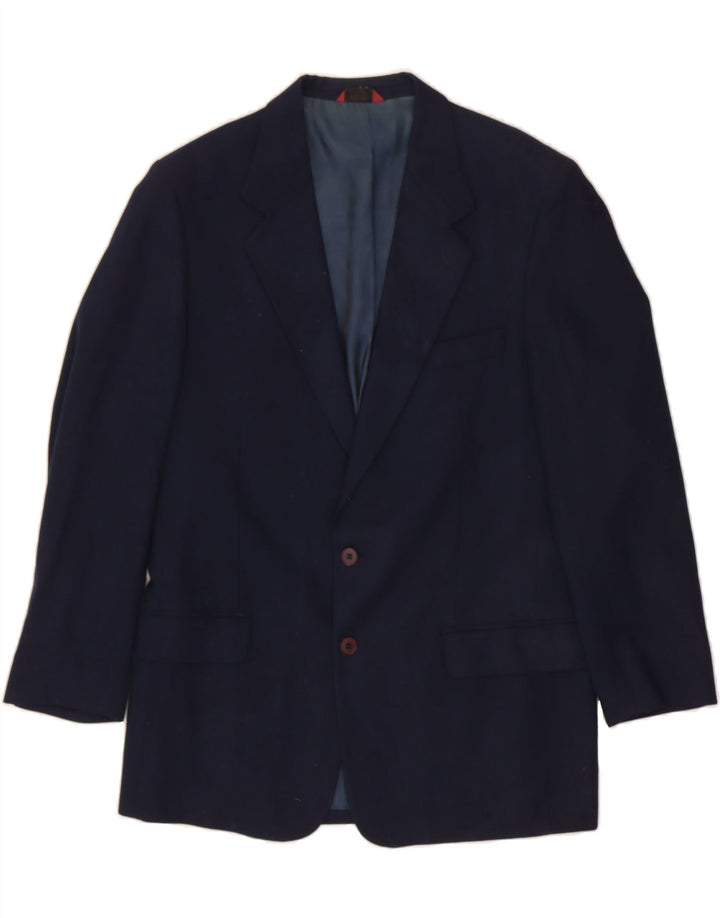 SISLEY Mens 2 Button Blazer Jacket UK 40 Large Navy Blue Wool Vintage Sisley and Second-Hand Sisley from Messina Hembry 