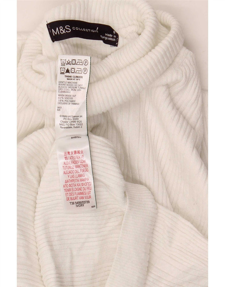 Marks & Spencer Womens Crop Top Long Sleeve UK 8 Small White Viscose