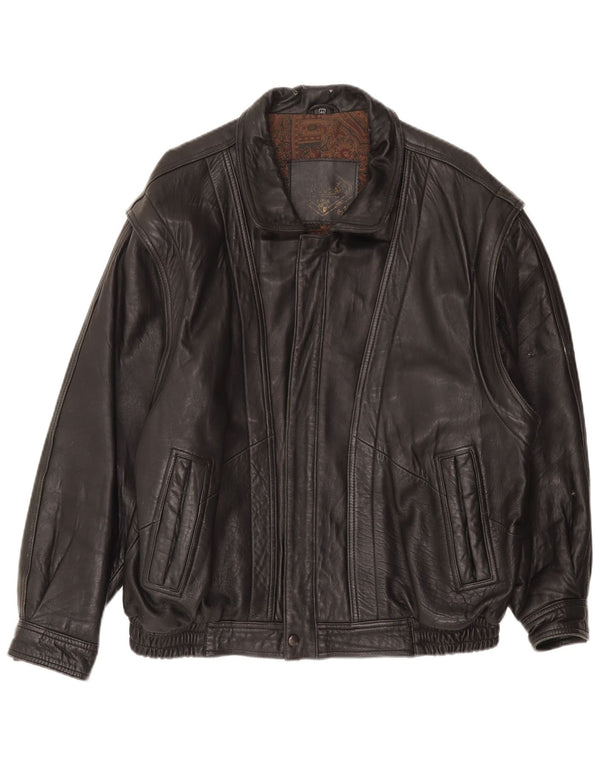 Vintage Mens Leather Jacket UK 44 2XL Black Leather