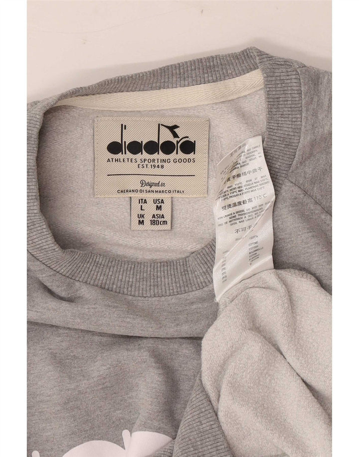 Diadora Mens Graphic Sweatshirt Jumper Medium Grey Cotton