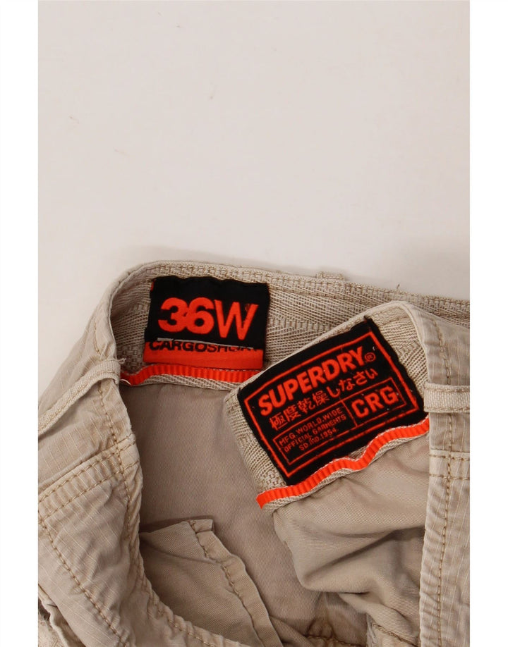 Superdry Mens Cargo Shorts W36 Large Beige Cotton