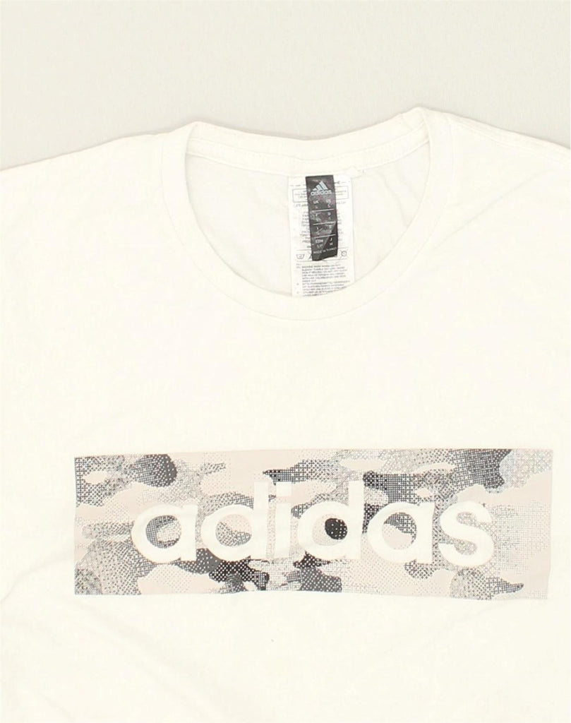 ADIDAS Mens Graphic T-Shirt Top Small White Cotton | Vintage Adidas | Thrift | Second-Hand Adidas | Used Clothing | Messina Hembry 