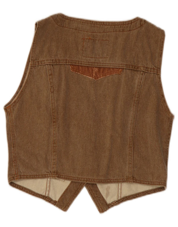 Fordocks Womens Denim Waistcoat UK 10 Small Brown