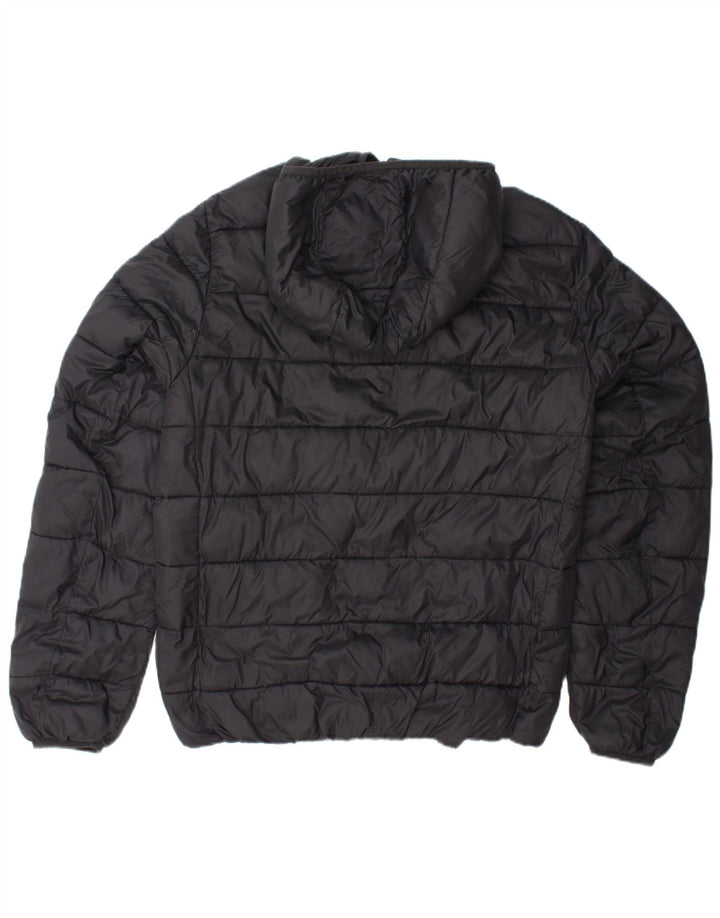 REFRIGUE Mens Hooded Padded Jacket UK 38 Medium Black