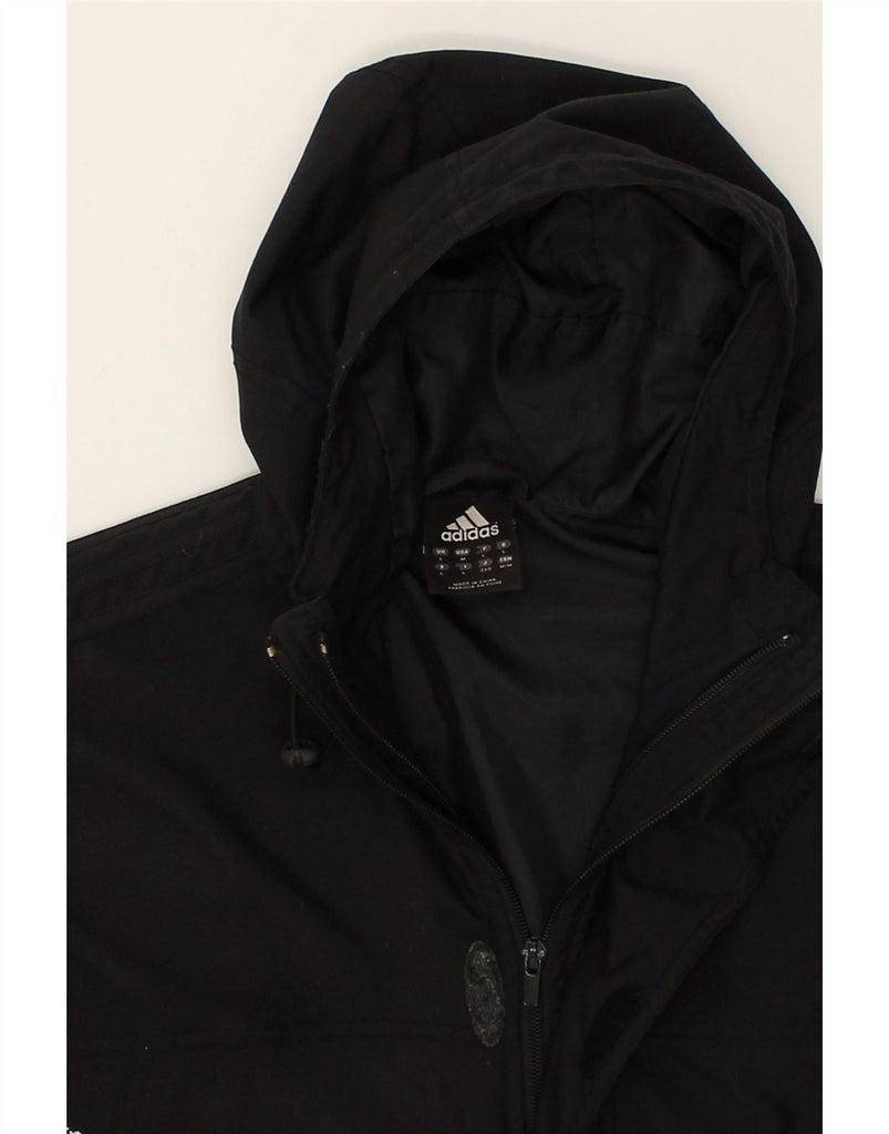 ADIDAS Mens Hooded Windbreaker Jacket UK 40 Large Black Polyamide | Vintage Adidas | Thrift | Second-Hand Adidas | Used Clothing | Messina Hembry 